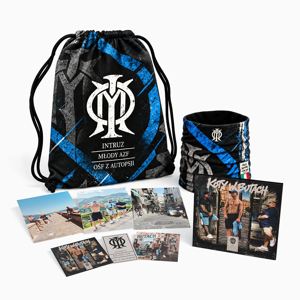 BOX LTD — CD, wlepki, workoplecak, komin i trzy pocztówki